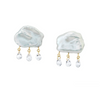 Rainy Day Stud Earrings, White Pearl
