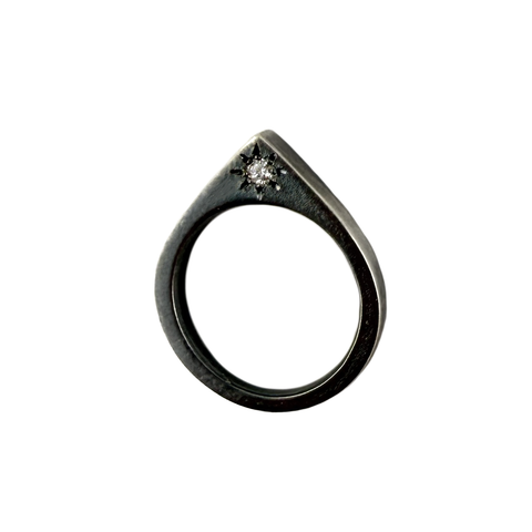 Stone Stud Ring, White Sapphire