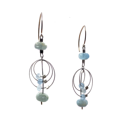 Delightful Caviar Cluster Earrings, Aquamarine