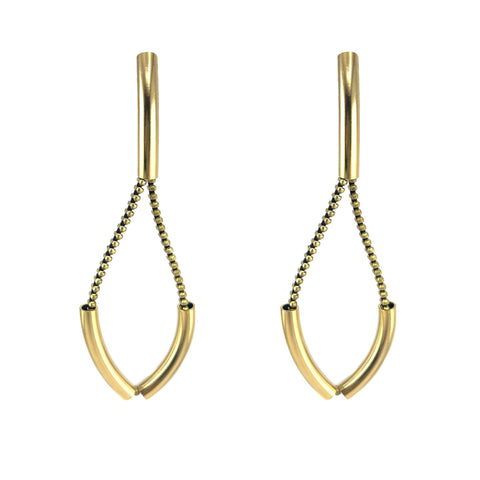 Long Loop Double Curved Tubes Earrings