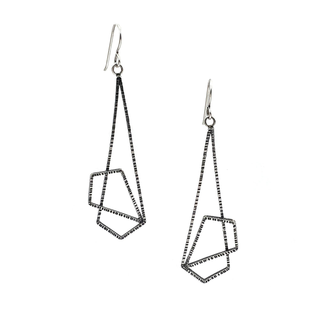 Textured Layered Polygon Earrings