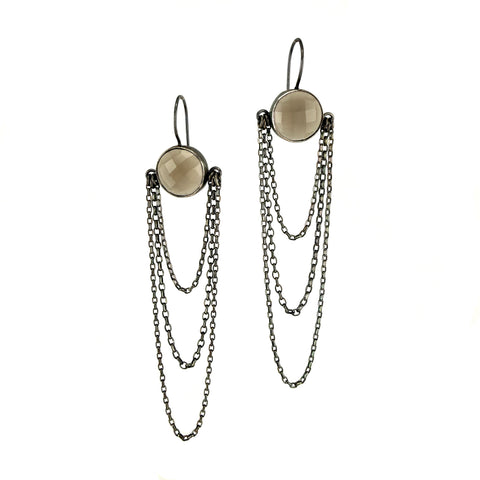 Smokey Quartz Chain Drape earrings