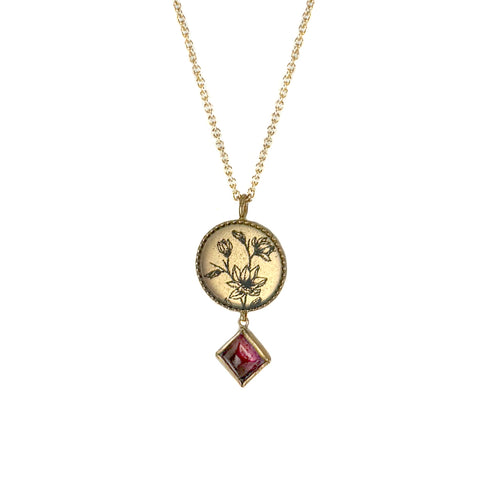 Droplet Magnolia Necklace, Tourmaline