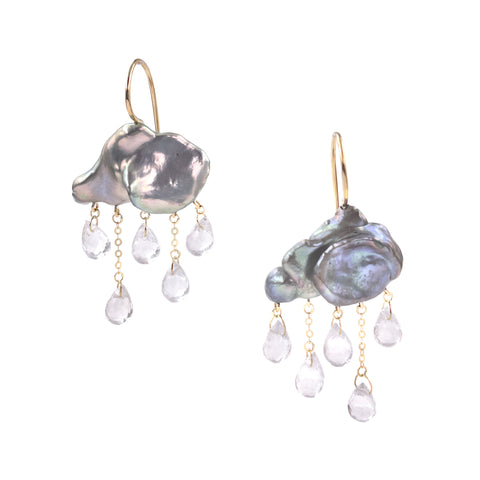 Monsoon Earrings, Gray XL Pearl