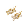 Double X Link Studs, Gold