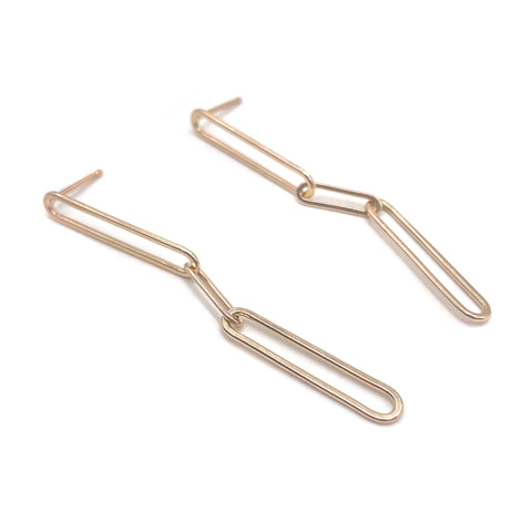 Long & Short Gold Link Earrings