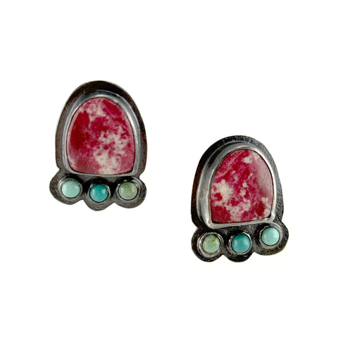Thulite and Turquoise Studs