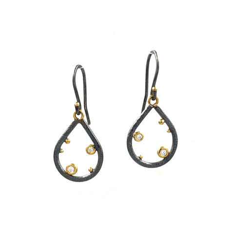 Teardrop Diamond Dot Earrings