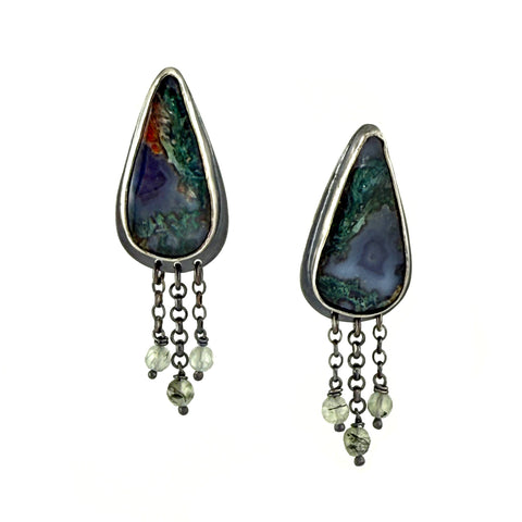 Moss Agate Fringe Earrings