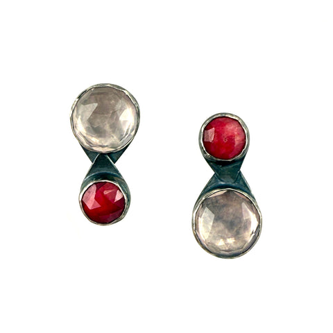 Gem Flip Studs, Pinks