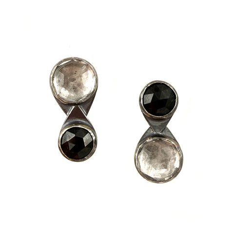 Gem Flip Studs, Black & White