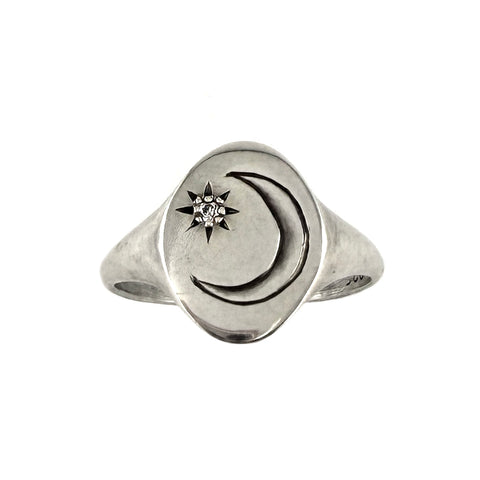 Moon & Star Stone Signet