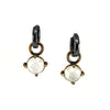 Two Tone Moonstone Huggie Earrings