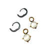 Two Tone Moonstone Huggie Earrings