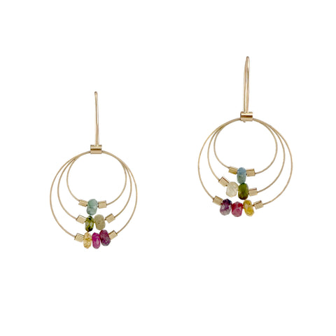 Trinity Hook Earrings, Tourmaline