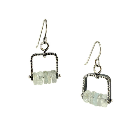 Short Climb Earrings, Aquamarine