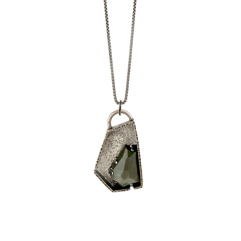 Tabbed Polygon Pendant, Grey Quartz