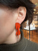 Curvy Earrings, Medium, Speckled Red