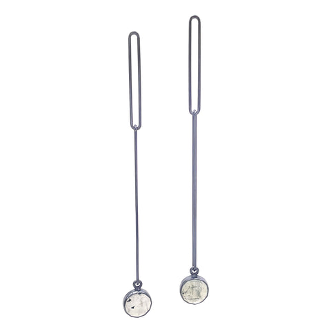 Long Link Prehnite Drop Earrings