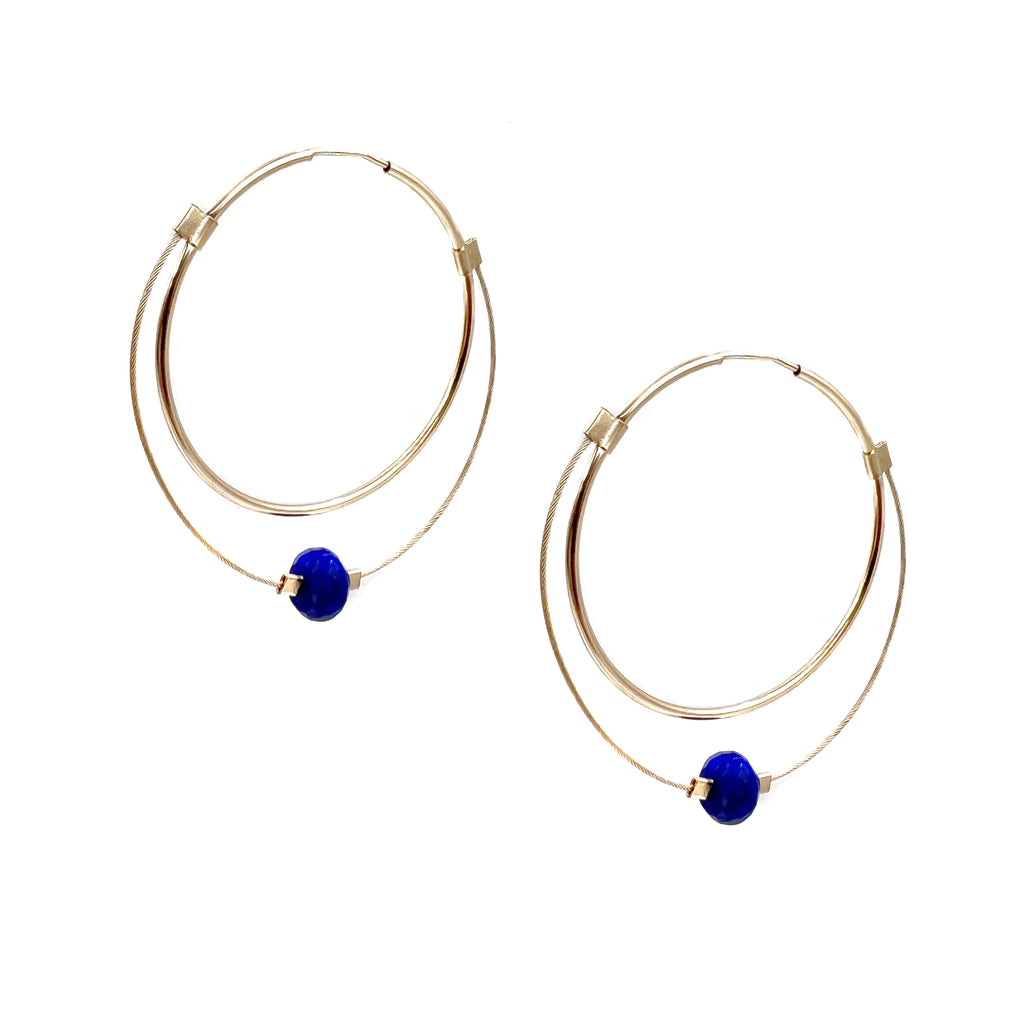 Stone Hoops, Large, Lapis, Multiple Colors