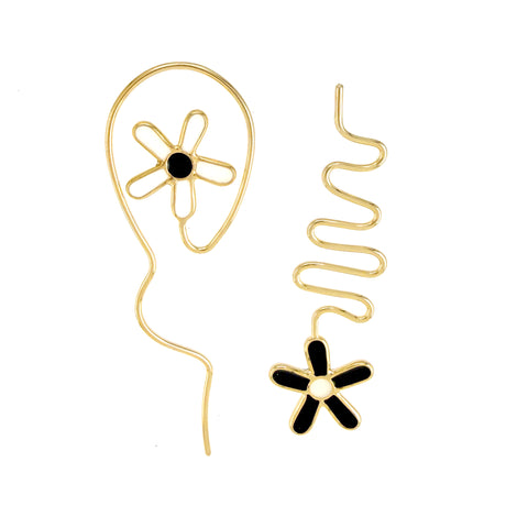 Daisy Popper Pair, Gold, Black & White