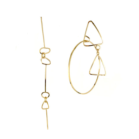 Line Drawing Earrings, Gold, 4