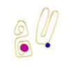 Popper Pair Earrings, Gold, Purple & Blue