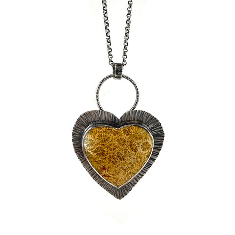 Fossilized Coral Heart Necklace