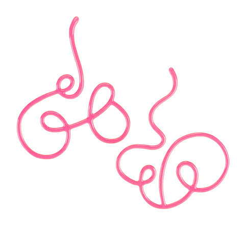 Linework Curlique Earrings, Hot Pink, Large 1