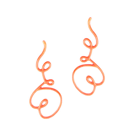Linework Texas Earrings, Light Neon Coral, Small