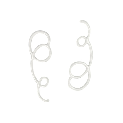 Linework Opposite Curlique Earrings, White, Small