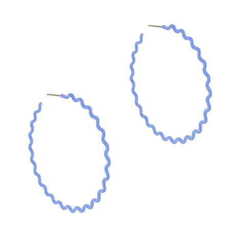 Wavy Hoop Earrings, Cornflower, Large