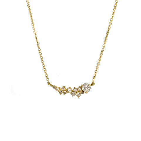 Curved Diamond Cluster Necklace