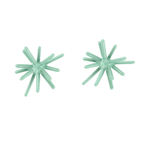 Sputnik Post Earrings, Pale Malachite