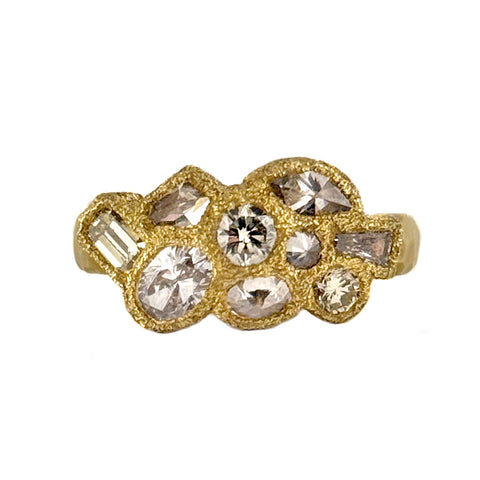 Mixed Shape Diamond Cluster Ring