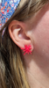 Sputnik Post Earrings, Neon Coral