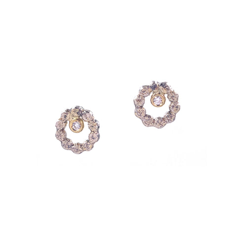 Gold Dust Circle Studs with Diamonds