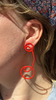 Linework Barbel Earrings, Red