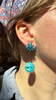 Sputnik Round Drop Earrings, Lagoon / Teal Marble