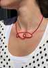 Linework 3 Loop Necklace, Red / Red