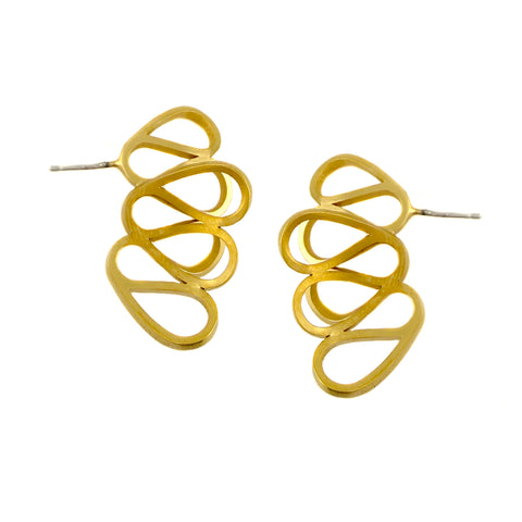 Offset Butterfly Brushed Gold Earring