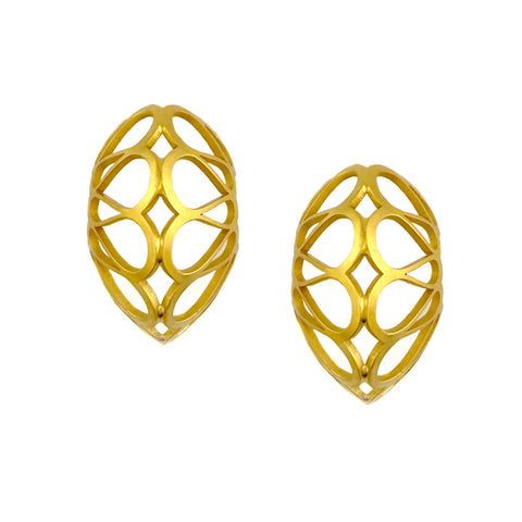 Shell Hoop Earring, Brushed Gold