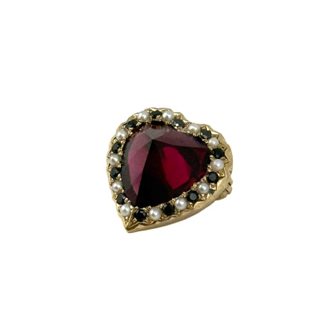 Garnet Heart Brooch