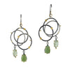 Green Triple Circle Earrings