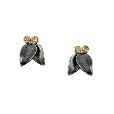 Double Leaf Diamond Studs