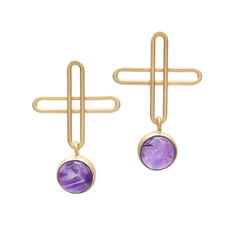 Amethyst Plus Drop Earrings