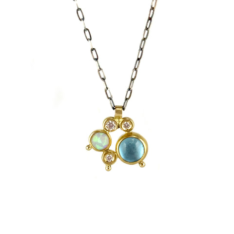 Gold Gem Cluster Pendant