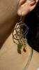 Green Triple Circle Earrings