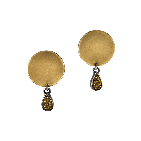 Druzy Drop Disc Earrings