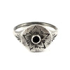 Engraved Pinwheel Flower Signet Ring, Spinel
